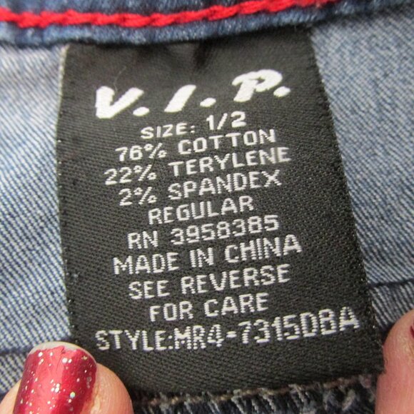 VIP Skinny Jeans‎ Womens Size 1/2 Blue Medium Wash Stretch Denim Pants Juniors - Picture 4 of 7